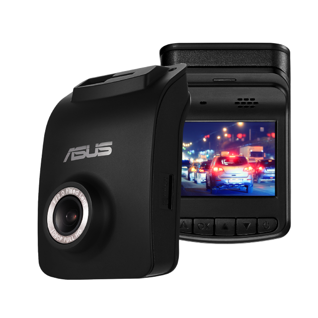 華碩「夜‧精靈PLUS」行車記錄器配備f2.0光圈及140度超廣角鏡頭，可完整拍攝車身側邊及前方道路影像，並搭配GPS感測器，可針對道路測速照相傳送語音或圖示警示，貼心提醒駕駛保持安全行車距離與速限.png