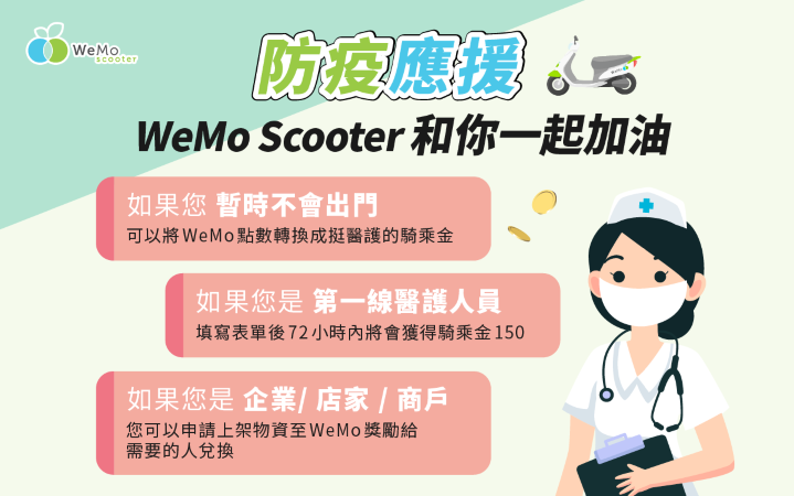新聞照3_防疫同陣線！共享機車  WeMo Scooter 提供醫護人員免費騎乘金.png