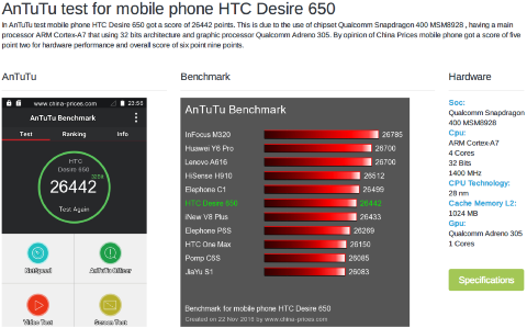 HTC Desire 650  發表：5 吋 High-Res 入門機