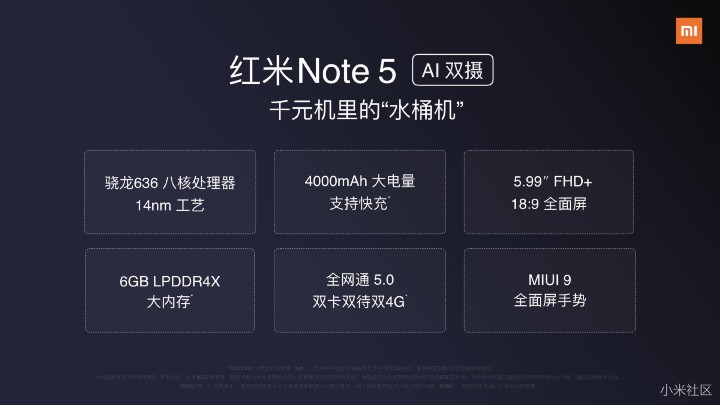 Xiaomi 紅米 Note 5 (3GB+32GB) 介紹圖片