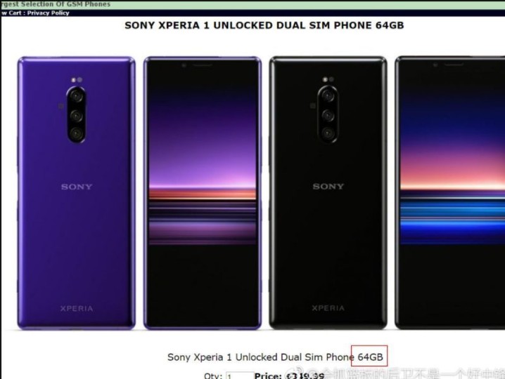 Xperia 1 海外出現64gb 版本 但台灣市場僅會推128gb 第1頁 Sony討論區 Eprice 行動版