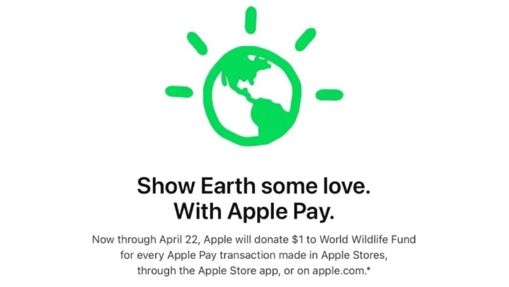 蘋果響應世界地球日，將從Apple Pay交易提撥捐助世界自然基金會