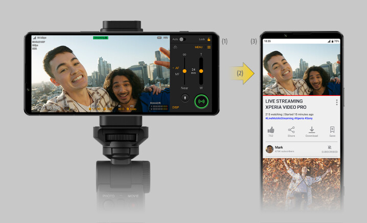 圖說、Xperia旗艦1系列首度加入Videography Pro，並加入即時直播功能，亦可連接Vlog外接螢幕.jpg