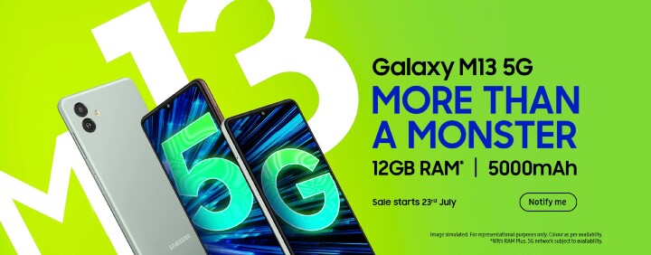 三星 Galaxy M13 5G 正式在印度發表，5G 手機只要台幣約五千出頭