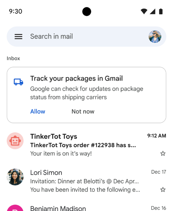 Google 將在美國推出 Gmail 信件內追蹤包裹運送進度的功能