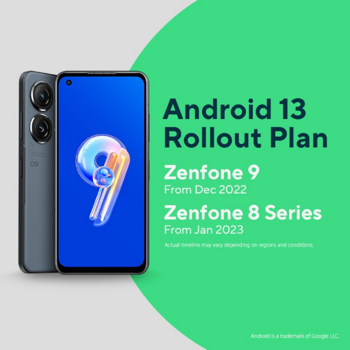 ASUS Zenfone 9 Android 13 更新發佈