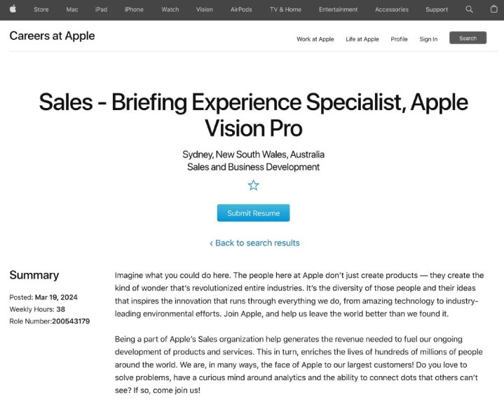 蘋果職缺似乎暗示 Vision Pro 準備在更多國家地區上市