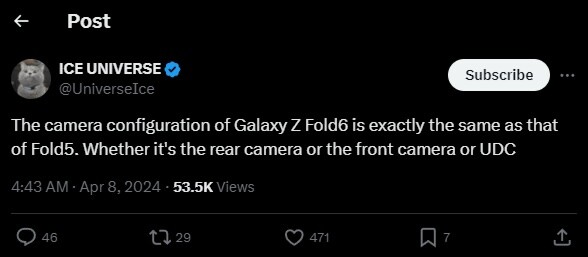 三星 Galaxy Z Fold 6 相機規格遭爆與前代相同沒有升級