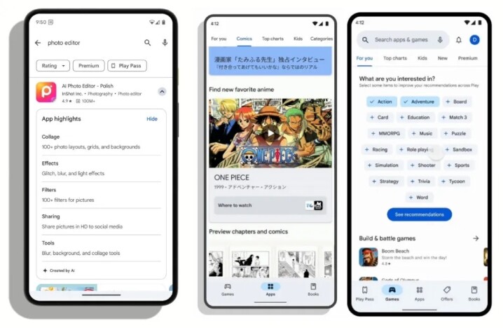 Google Play Store 加入以 AI 彙整評論摘要功能，加入更多個人化選項