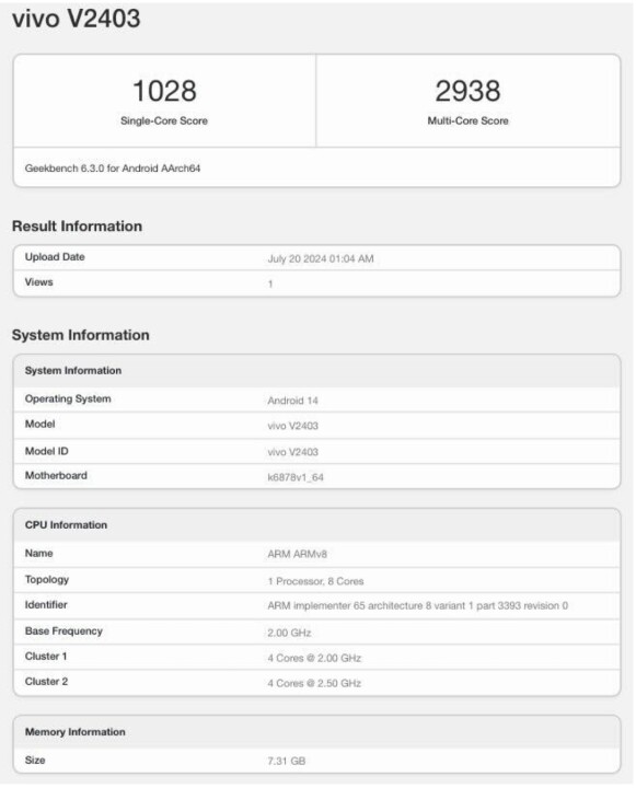 vivo V40e 也要來了，Geekbench 跑分成績已露餡