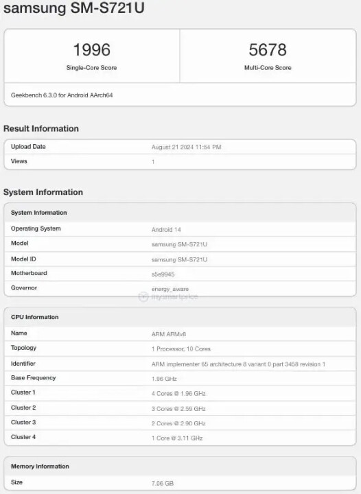 三星 Galaxy S24 FE 美版跑分，可能全球統一搭載 Exynos 2400e