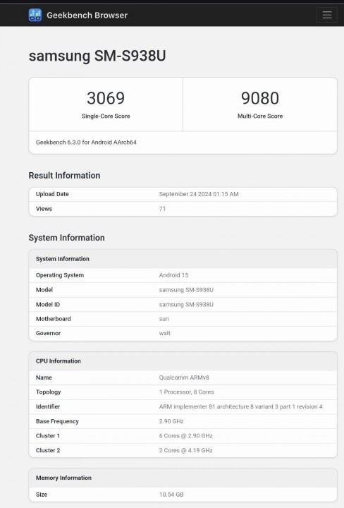 Samsung Galaxy S25 Ultra 的 Geekbench 跑分結果曝光了