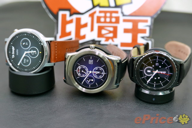 LG Urbane、Moto 360 2代、Samsung Gear S2 智慧表外型、規格比較