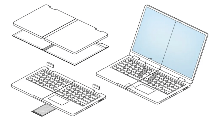 三星提出螢幕、鍵盤可拆分、個別凹折收納的筆電設計