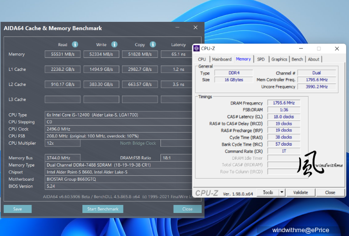 Intel i5-12400搭配BIOSTAR B660GTQ中階12代平台實測