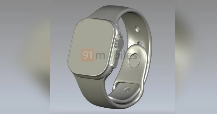Apple Watch Pro 的 CAD 電腦設計圖曝光，增加按鍵而且側面操作區更凸