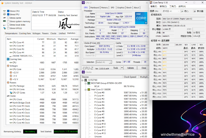 BIOSTAR B760M-SILVER搭載13600K風冷效能實測