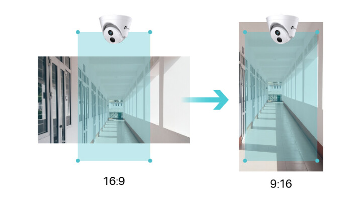 【新聞圖片】VIGI C440I紅外線半球型監控攝影機，獨特的長廊模式能調整顯示比例，幫助監看狹長區域等多元需求。.jpg