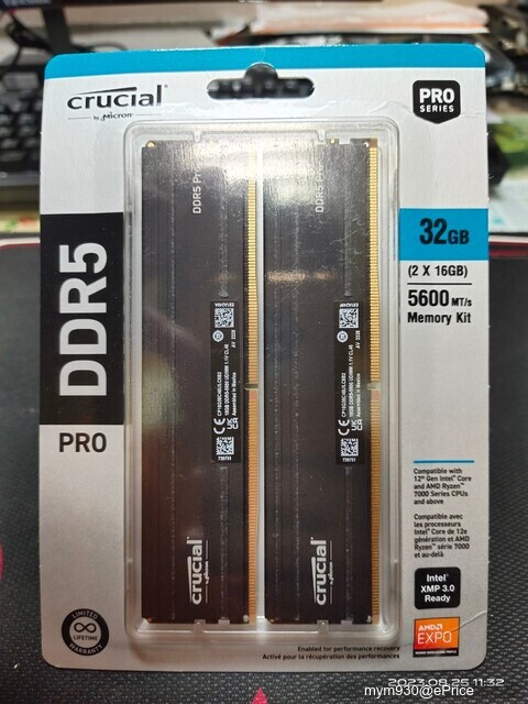 雞蛋糕爸爸開箱之 沉穩低調堅持不華麗的記憶體大廠 Micron 美光 Crucial PRO DDR5-5600 32GB (16GB*2) 桌上型記憶體~簡易開箱