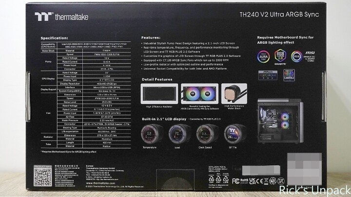 【開箱】平價高性能LCD水冷｜Thermaltake TH240 V2 Ultra ARGB Sync