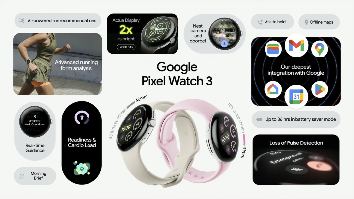 螢幕更大更亮，Google Pixel Watch 3 雙尺寸登場