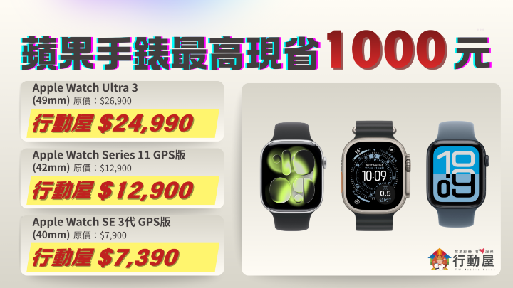 【桃園促銷】蘋果手錶新春下殺最高現省 1000 元！Apple Watch Ultra 3 現貨只要 24,990 元！（1/23 ~ 1/29）