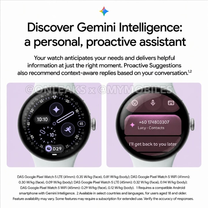 升級可能真的很小，Google Pixel Watch 5 詳細規格曝光