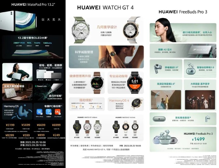 華為發表 13.2 吋平板 MatePad Pro、HUAWEI Watch GT4 系列手錶，以及新款智慧顯示器、眼鏡與耳機