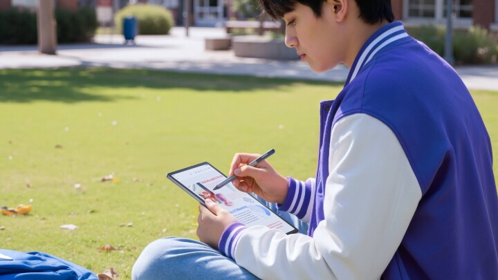 【新聞照片03】Lenovo Idea Tab Plus 配備 12.1 吋、2.5K 顯示器，具備 96% DCI-P3 色域和 800 尼特亮度，即使在戶外也能呈現生動銳利的影像.jpg